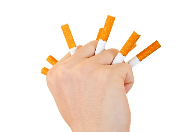 Hand with Broken Cigarettes — Stock Photo, Image