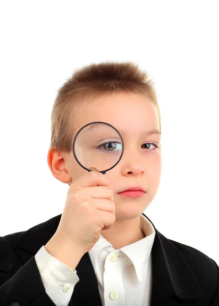 Kid with Magnifying Glass — Stock Photo, Image