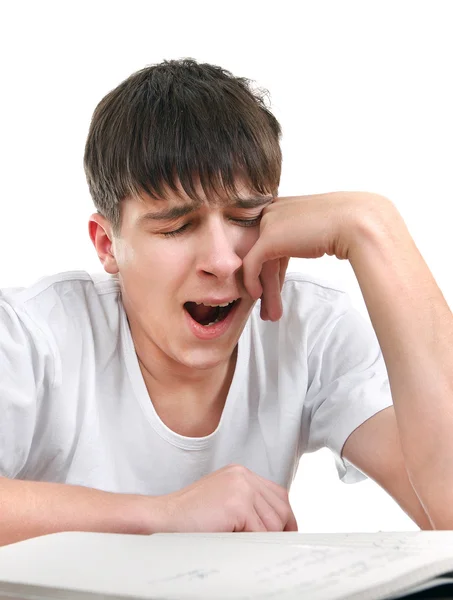 Estudiante cansado bostezando — Foto de Stock