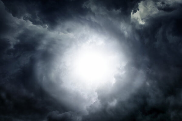White Hole in the Dark Storm Clouds