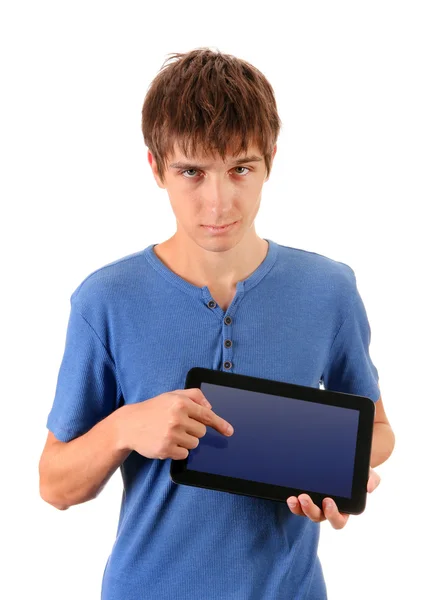 Mladý muž s tabletovým počítačem — Stock fotografie