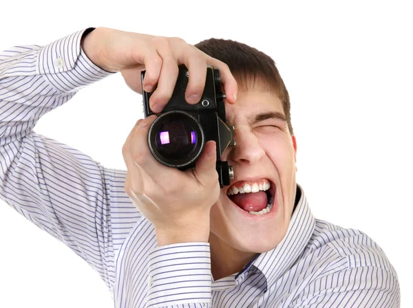 Подросток с фотокамерой — стоковое фото