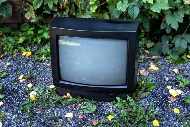 Old Analog Television Set on the Street outdoor clipart