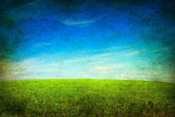 Foto Vieja Sucia Con Campo Verano Cielo Azul — Foto de Stock