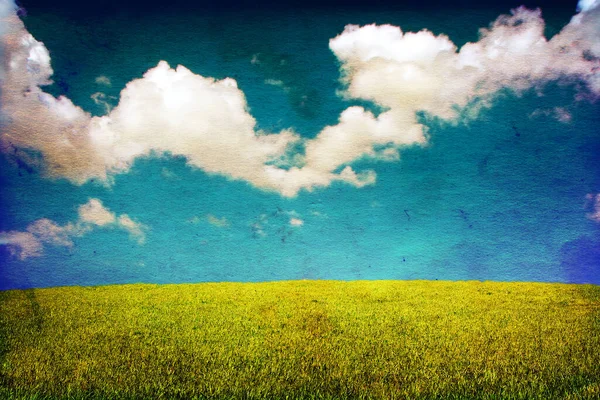 Foto Vieja Sucia Con Campo Verano Cielo Azul —  Fotos de Stock