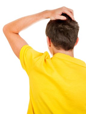 Man Head 'in Arka Görünümü Beyaz Arkaplanda İzole Edildi