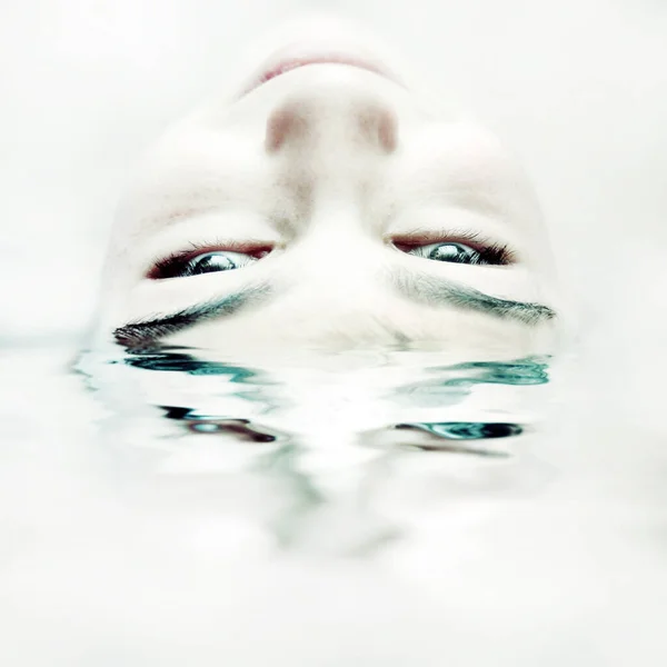 Toned Photo Young Face Water Closeup — Stock Photo, Image