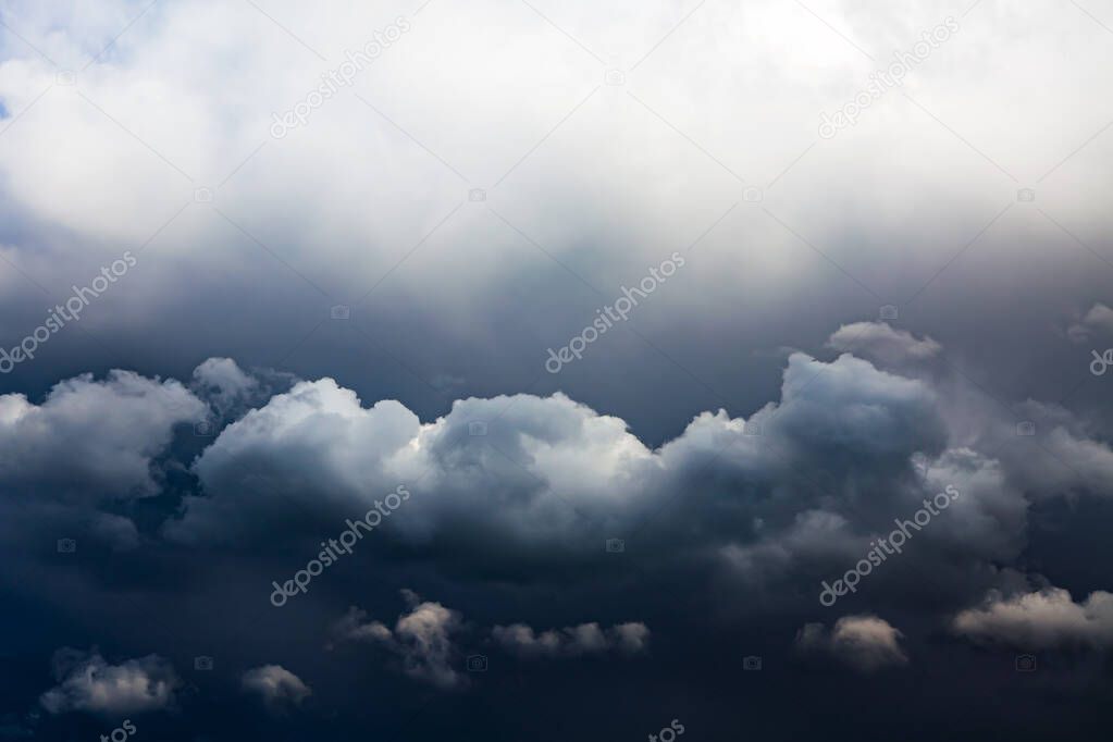 Dramatic Dark Clouds before Thunder Storm and Rain