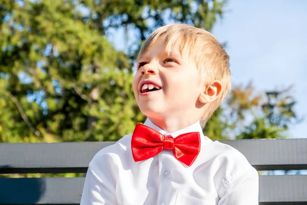 Ritratto Bambino Felice Nel Parco Estivo — Foto Stock