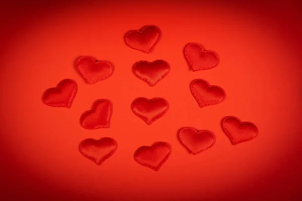 Vignetting Photo Red Hearts Red Paper Background Closeup — Stock Photo, Image