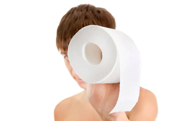 Man Toilet Paper Isolated White Background — Stock Photo, Image