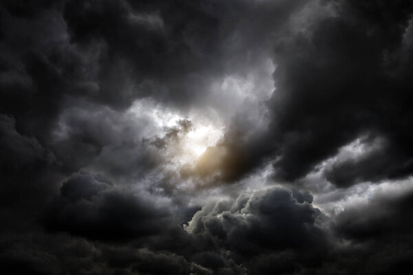Dramatic Dark Clouds before Thunder Storm and Rain