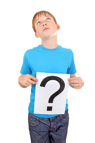 Kid holds Question Mark — Stock Photo, Image
