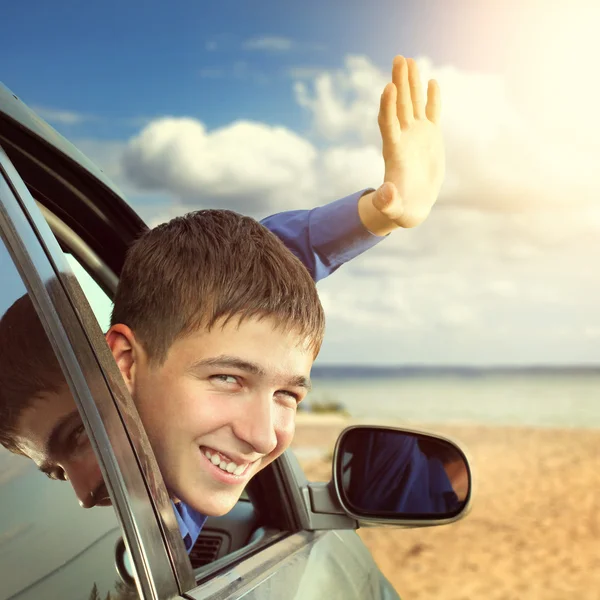 Teenager in a Car — Zdjęcie stockowe