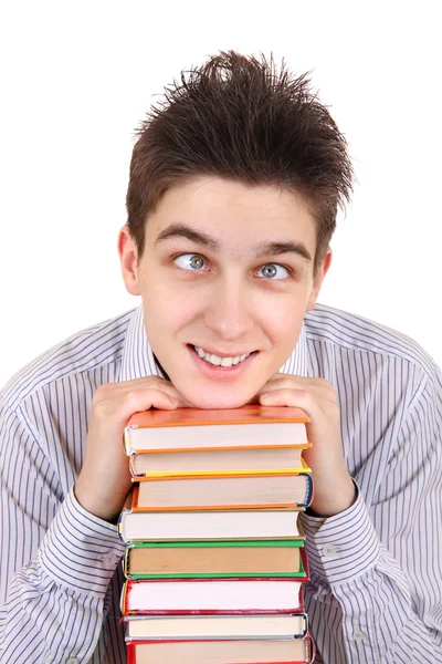 Engraçado adolescente com os livros — Fotografia de Stock