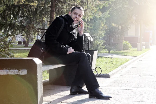 Young Man with Cellphone outdoor — Stock Photo, Image