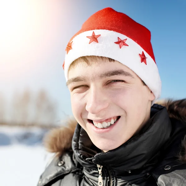 Adolescente en Santa Hat — Foto de Stock