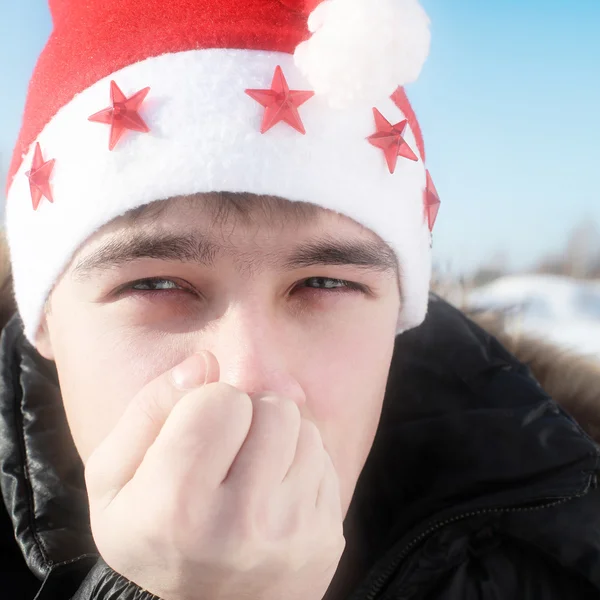 Adolescent en Santa Hat — Photo