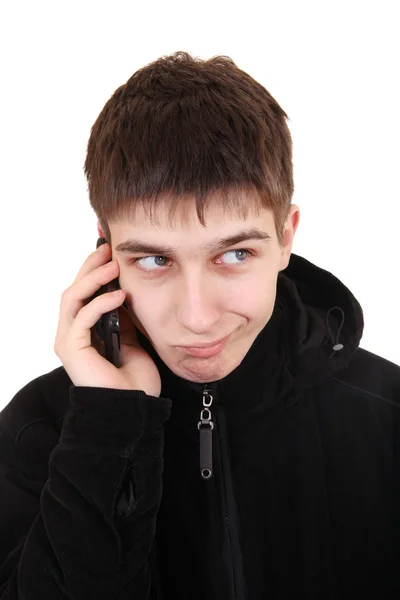 Doubtful Teenager with Cellphone — Stock Photo, Image