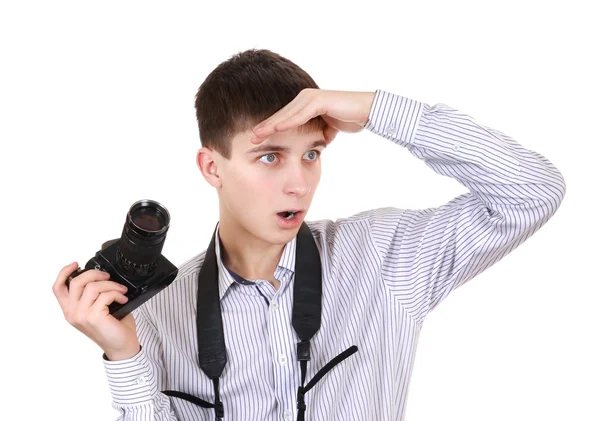 Teenager with Photo Camera — Stock Photo, Image