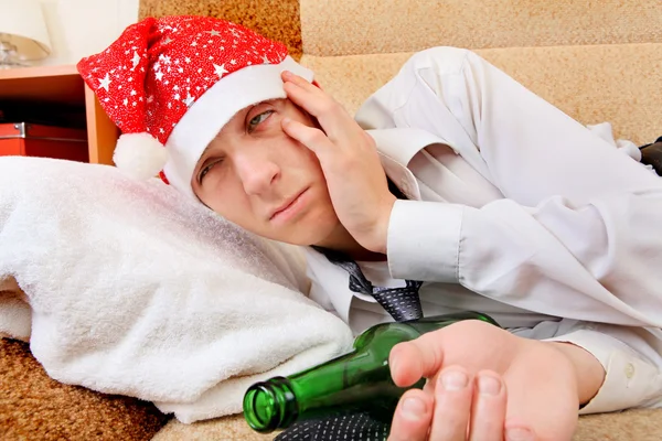 Adolescente bêbado em Santa Hat — Fotografia de Stock