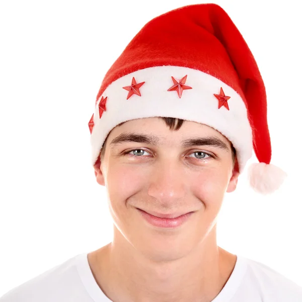 Teenager in Santa Hat — Stock Photo, Image