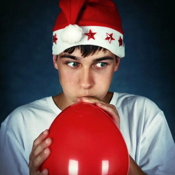 Teenager with Red Balloon — Stock Photo, Image