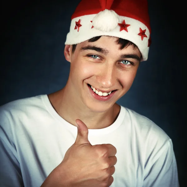 Adolescente en Santa Hat — Foto de Stock