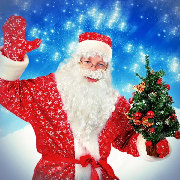 Santa Claus with Christmas Tree — Stock Photo, Image