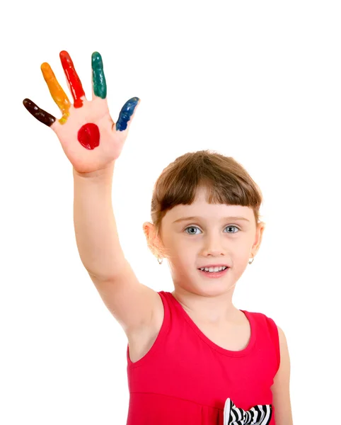 Little Girl with painted Palm — Stock Photo, Image