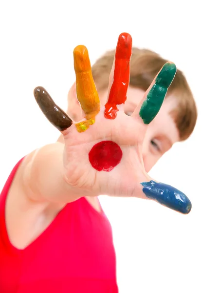 Little Girl with painted Palm — Stock Photo, Image
