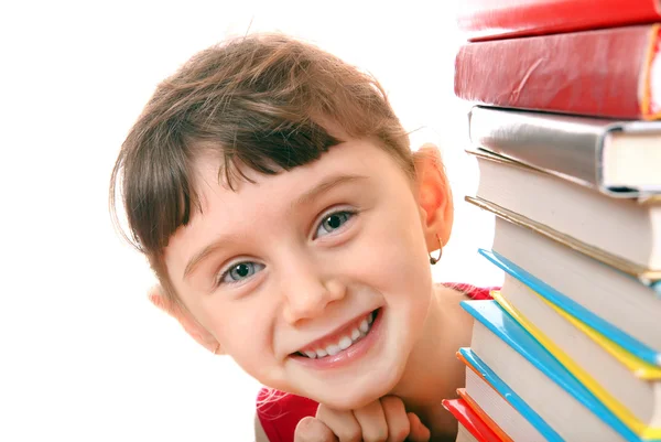 Menina com os livros — Fotografia de Stock