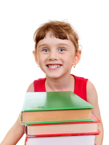 Petite fille avec les livres — Photo