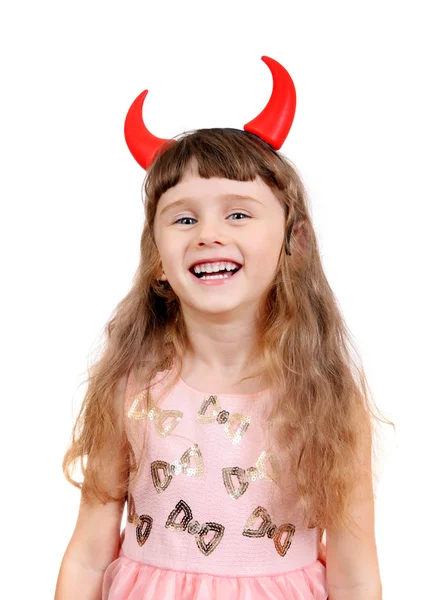 Little Girl with Devil Horns — Stock Photo, Image