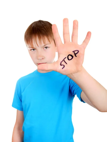 Kid met weigering gebaar — Stockfoto