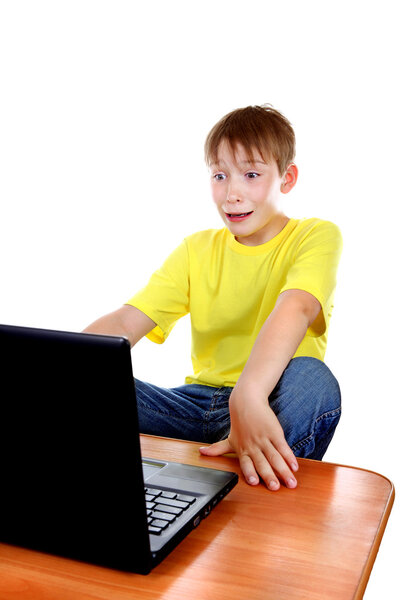 Scared Kid with Laptop