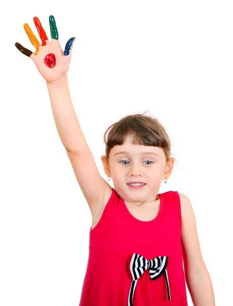 Little Girl with Painted Palm — Stock Photo, Image