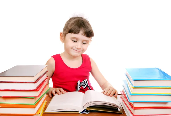 Petite fille avec les livres — Photo