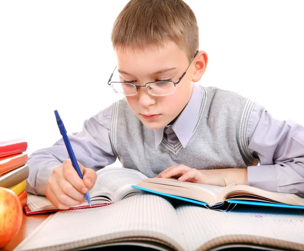 Schoolboy writing — Stock Photo, Image