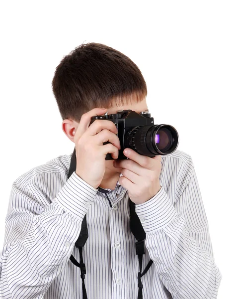 Teenager mit Fotokamera — Stockfoto