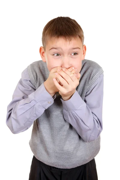 Boy plug the Mouth — Stock Photo, Image