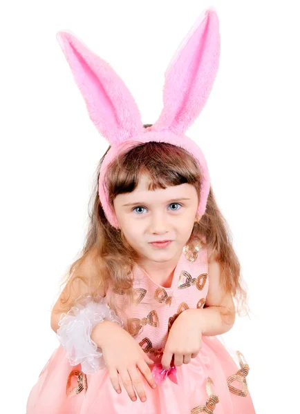 Petite fille avec des oreilles de lapin — Photo