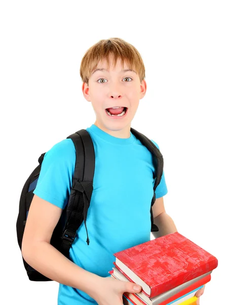 Escolar sorprendido con un libro —  Fotos de Stock