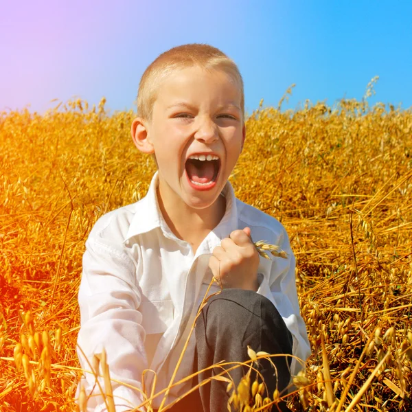 Kind in de zomer veld — Stockfoto