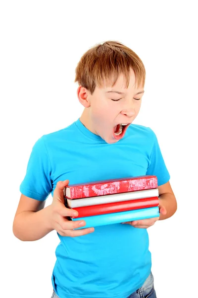 Tired Schoolboy yawning — Stock Photo, Image