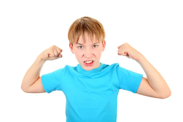 Kid Muscle Flexing — Stock Photo, Image