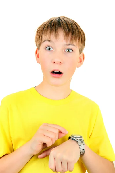 Jongen met het horloge — Stockfoto