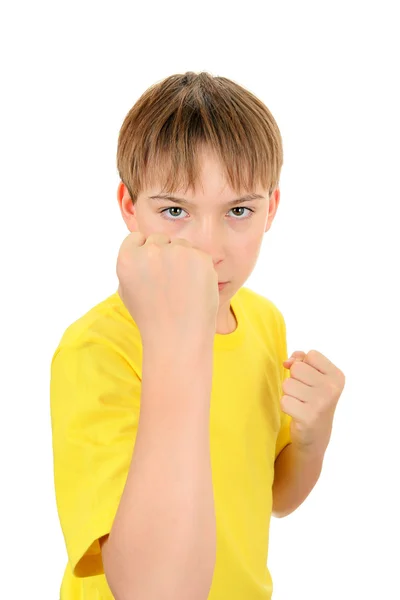 Kid threaten with a Fist — Stock Photo, Image