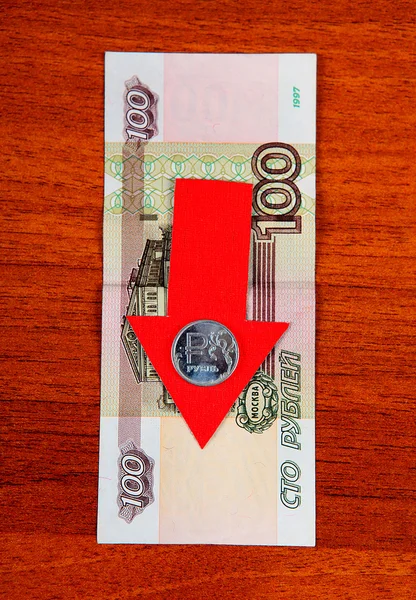 Conceito de Rublo para baixo — Fotografia de Stock