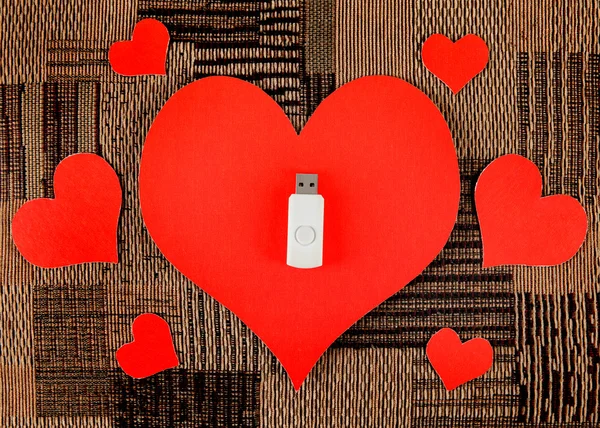 USB Flash Drives with Heart Shapes — Stock Photo, Image